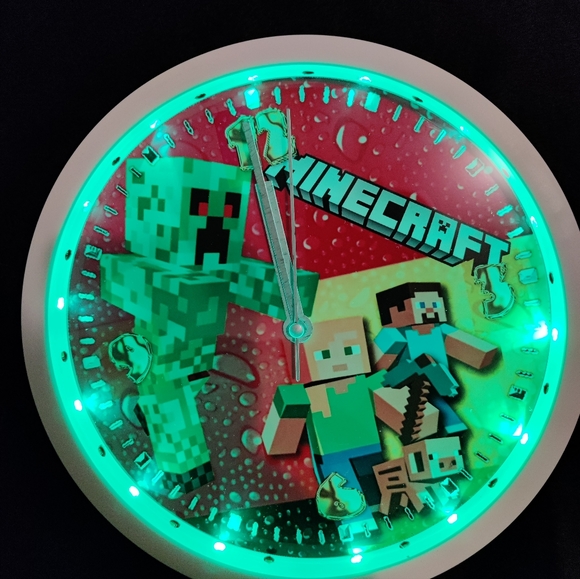 Mine craft clock with led light and free personalization - Picture 10 of 14
